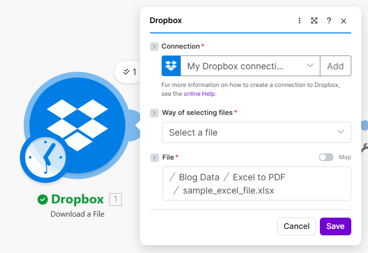 Make Dropbox Download a File path Blog Data Excel to PDF sample_excel_file xlsx
