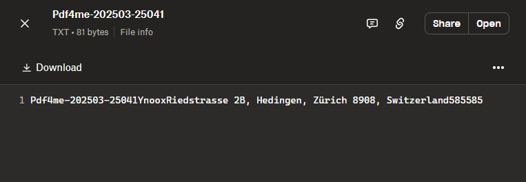 TXT file Pdf4me-202503-25041: concatenated invoice data (invoice number, vendor, address, amounts)
