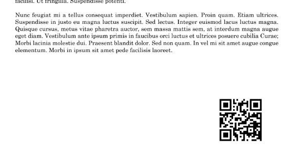 Sample input PDF page with QR code in bottom-right corner