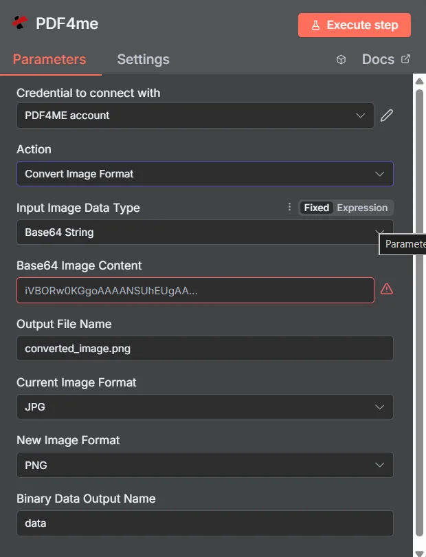 Convert Image Format using n8n action | PDF4me