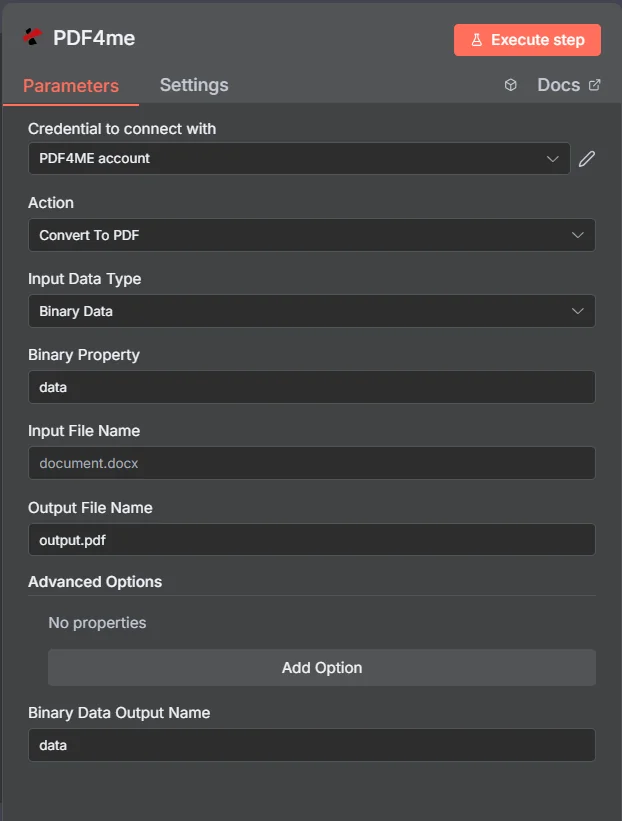 Convert to PDF using n8n action | PDF4me