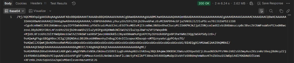 Zum Vergrößern bitte anklicken Postman 200 OK, Antworttext als Base64-JPEG interpretiert