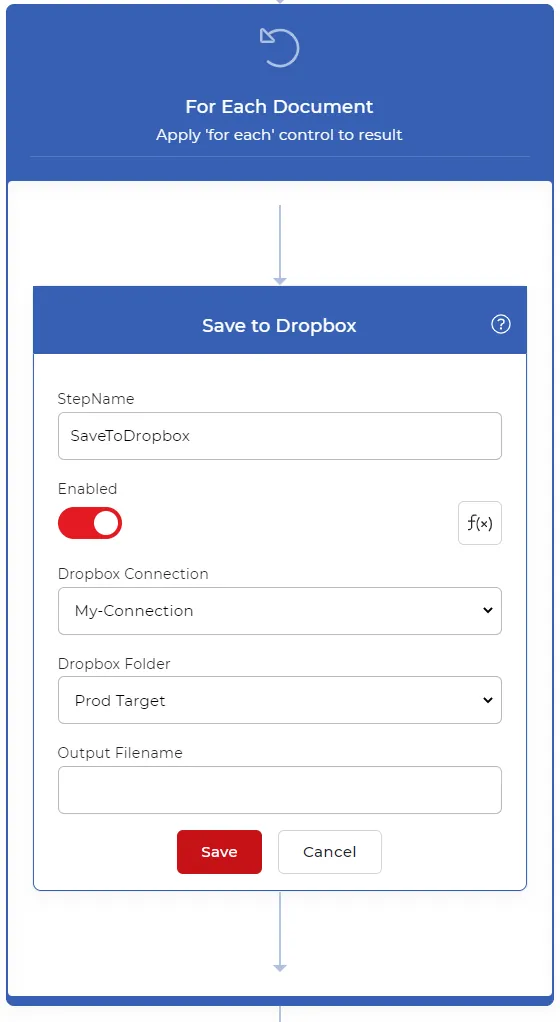Clicca per ingrandire Salva su Dropbox per il flusso di lavoro suddiviso