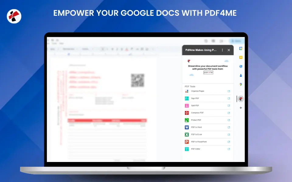 Clique para ampliar O navegador de arquivos do Google Drive exibe o menu de contexto ao clicar com o botão direito do mouse, com a opção "Abrir com" e o PDF4me Toolkit listado como um aplicativo disponível para processar arquivos PDF.