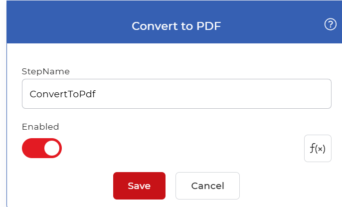 Büyütmek için tıklayın PDF4me İş Akışlarında PDF'ye Dönüştürme yapılandırması